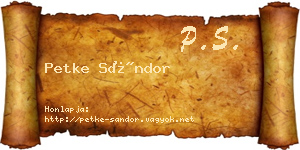 Petke Sándor névjegykártya